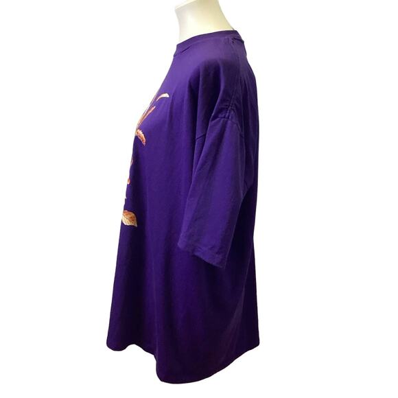 Hand Printed Upcycled XL Fall Leaves Floral Harvest Bouquet Short Sleeve Tee - Picture 3 of 7